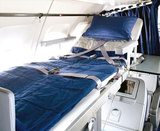 Medical stretcher on a commercial flight